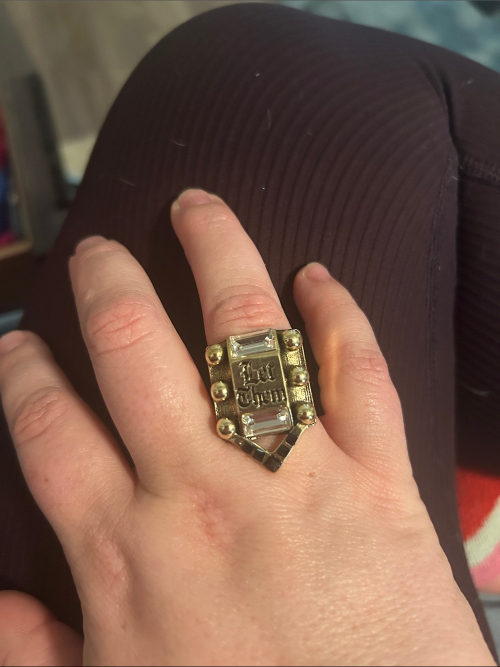 Gold Statement Ring with 'Let Them' Motif - Picture 4 of 4